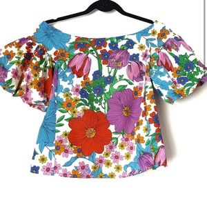 H&M puff sleeve off the shoulder floral top